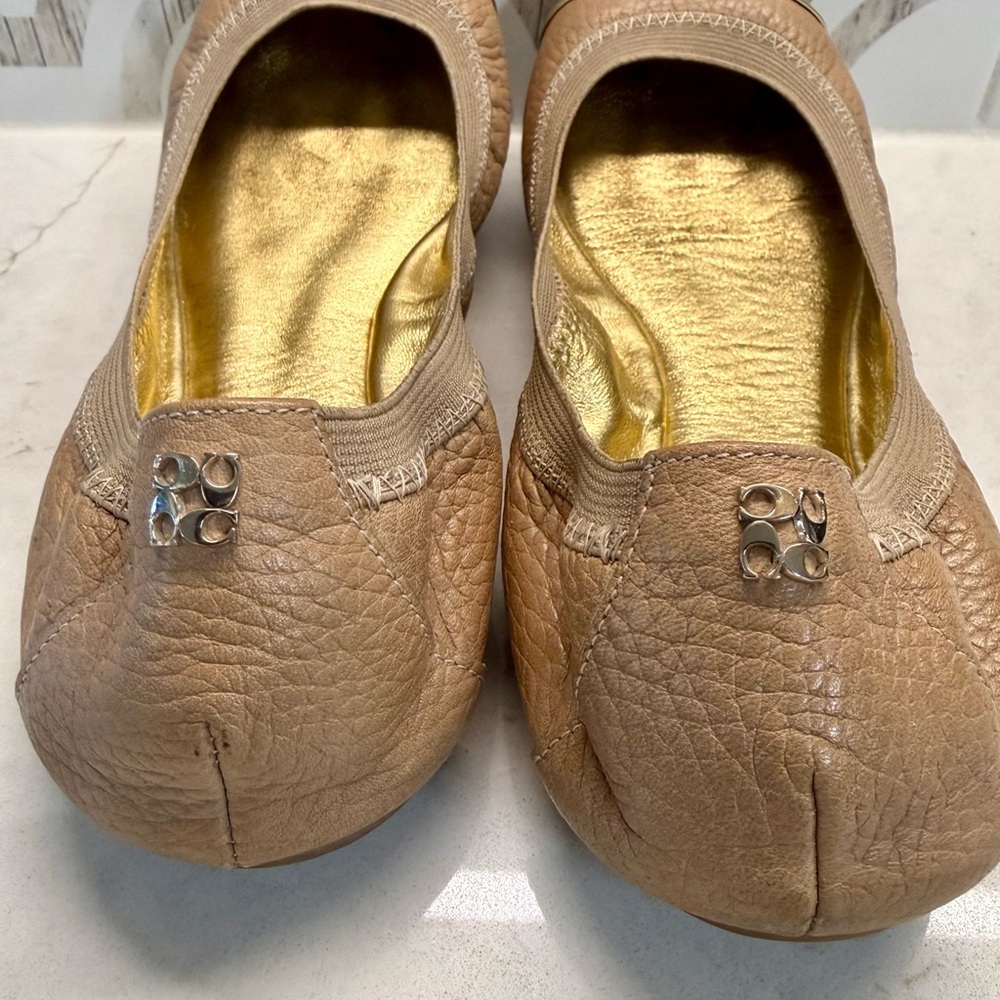 Coach Women's Tan Leather Ballet Flats